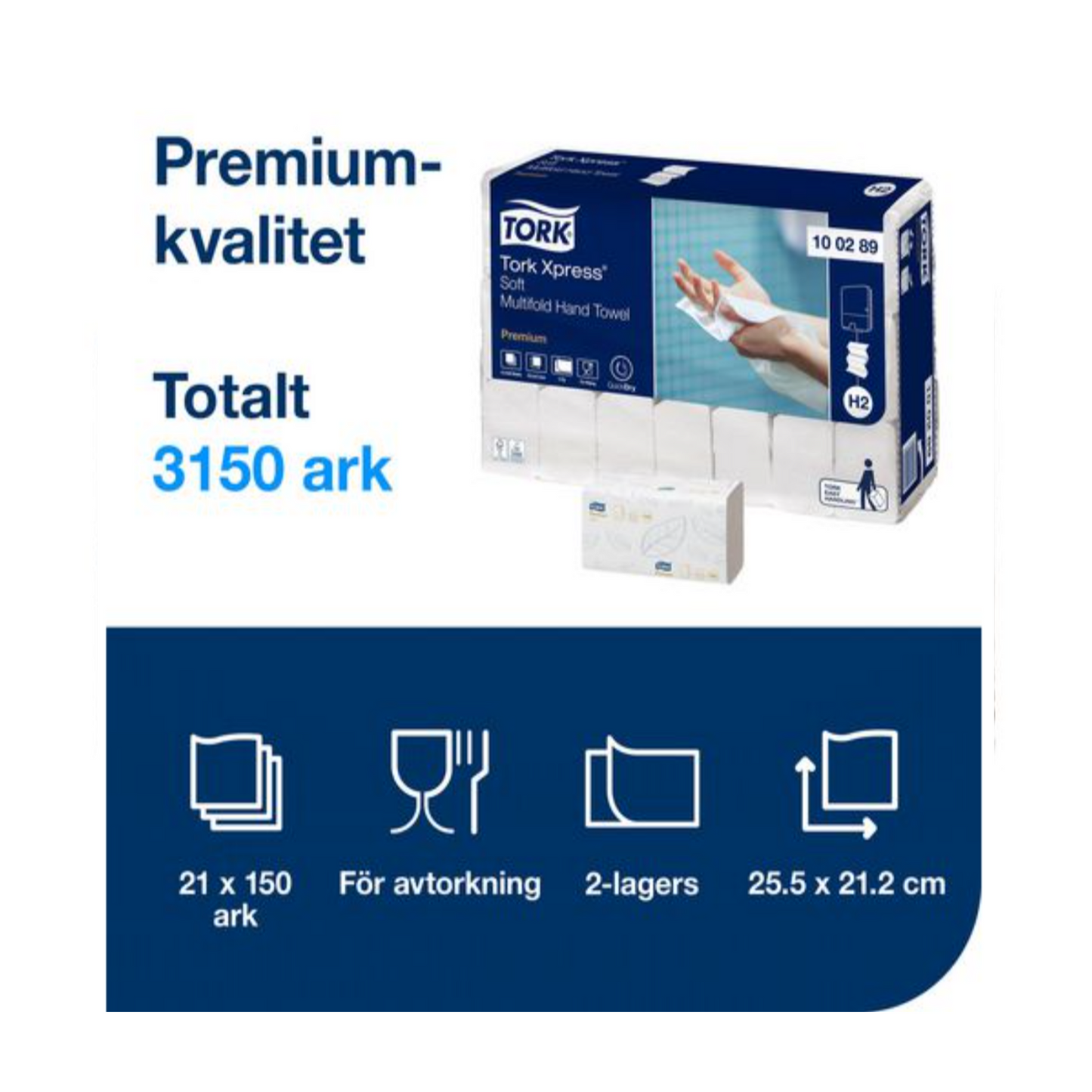 TORK Premium Xpress 2L Tørkeark til H2 (3150 stk)