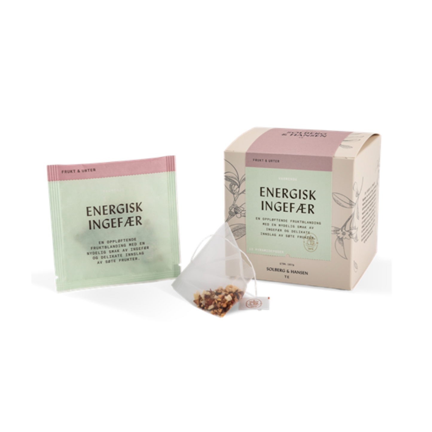 Solberg & Hansen Energisk Ingefær | Koffeinfri te (Grossistforpakning - 50 stk)