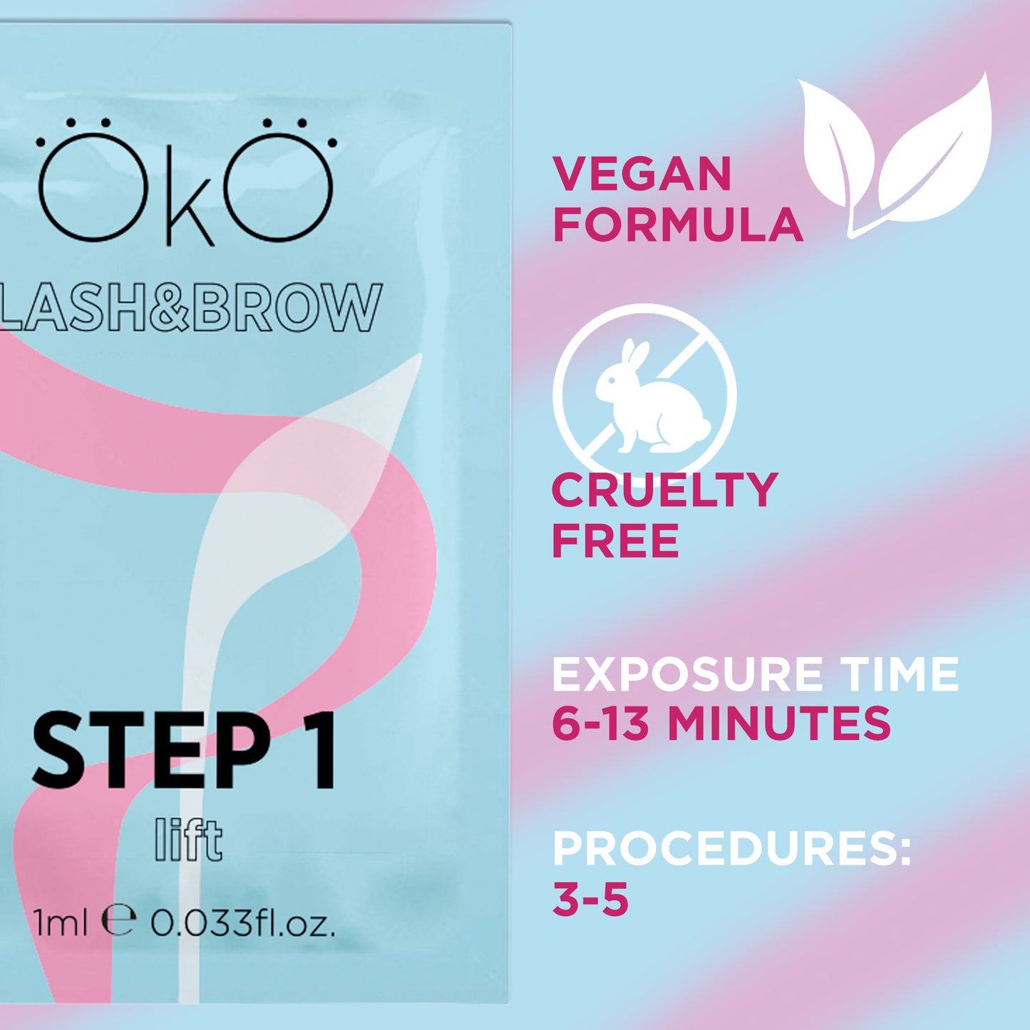 OkO Eyelash and Eyebrow Laminating Agent Set/Sachet (3 x 1 ml)