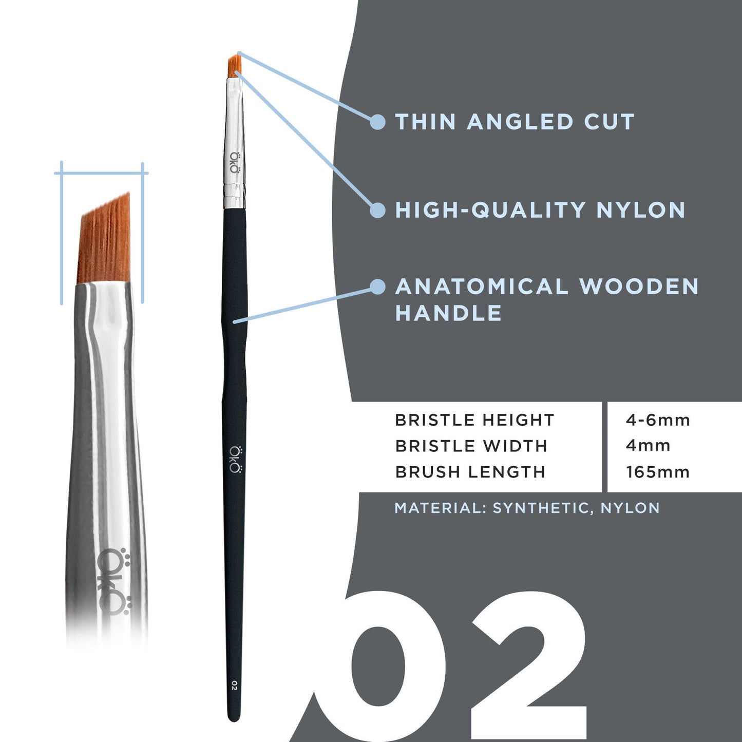 OkO - Mini Angled Brush #2 BLACK EDITION