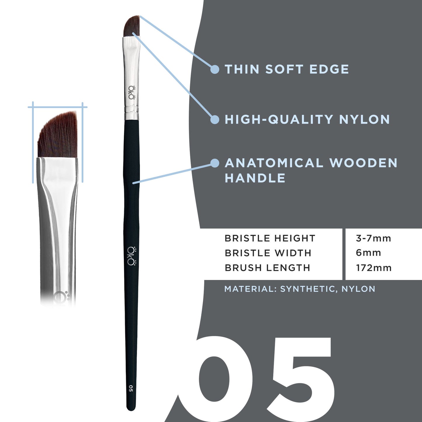 OkO - Soft Angled Brush #5 BLACK EDITION