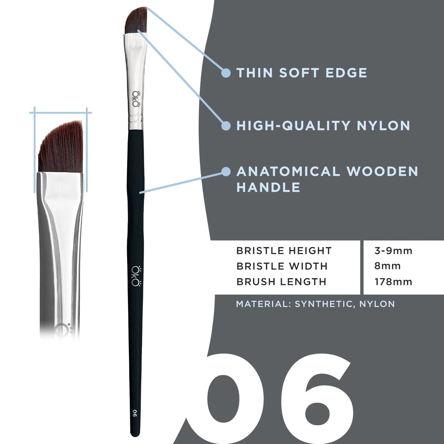 OkO - Soft Large Angled Brush #6 BLACK EDITION