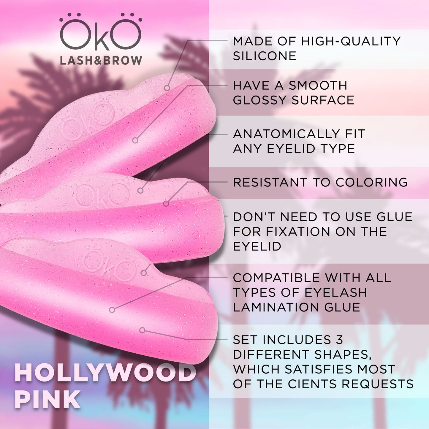 OkO - Lash Lifting Pads Hollywood Pink (3 par)